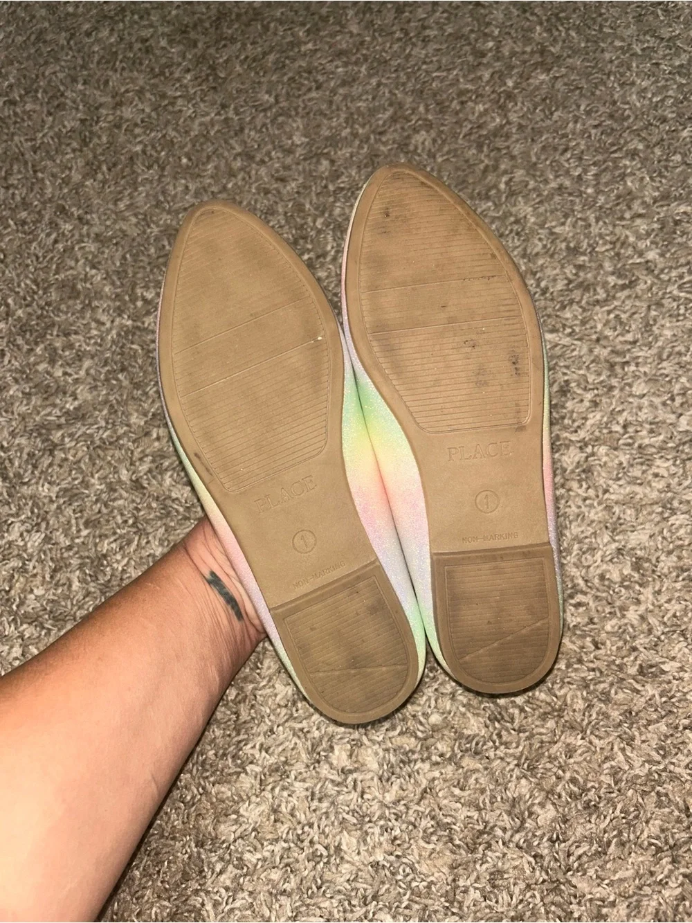 Girls' Glitter Pastel Ombre Ballet Flats size 1